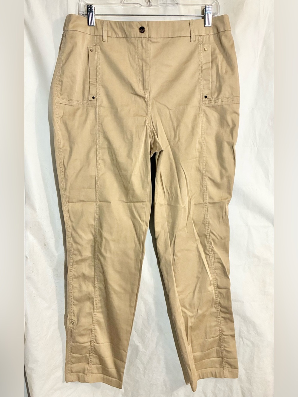 Chicos Utility Pants Sz 1- M Tan Neutral Wardrobe Staple Minimslist